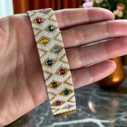 Ezera Bratara lata eleganta din margele miyuki cu insertii cristale Preciosa (BLMIYCP)