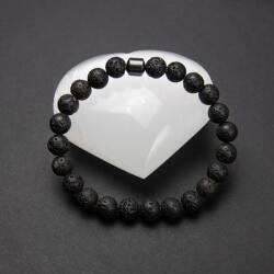 Ezera Bratara CLEO cu Pietre Vulcanice (Lava) de 8mm si Hematit Magnetic (EZBCLE)