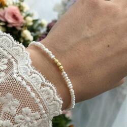 Ezera Bratara perle de cultura eleganta Hana cu accesorii din argint placat cu aur 925 (BDEPHANA925)