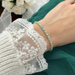 Ezera Bratara eleganta dama handmade Nabila cu Amazonit si argint placat cu aur 925 (BDENABILA925)
