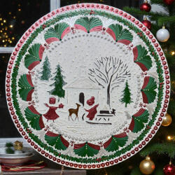 Ezera Visul de Iarna- Tablou pictat manual cu model mandala- 30 cm (C2061)