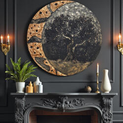 Ezera Copacul Vietii in Lumina Lunii- tablou in relief realizat manual pe suport lemn 40 cm (C2063)