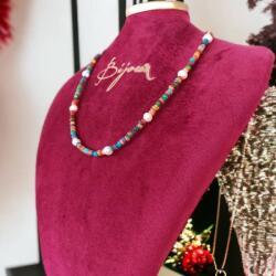 Ezera Colier Choker perle naturale Ayana cu cipsuri de scoici colorate si argint 925 (CAYAN925)