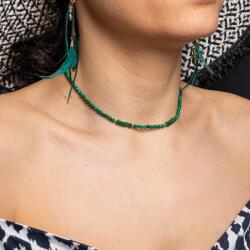 Ezera Colier Choker Vishal cu pietre sintetice de Malachit si Jad natural cu accesorii si sistem de inchidere din argint placat cu aur (CCVISH925)