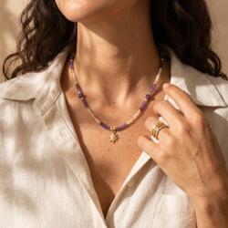 Ezera Colier elegant Charlotte ajustabil din ametist si citrin cu argint 925 placat cu aur (EZCCHARL)