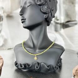 Ezera Colier choker femei Coronis din cristale de Peridot si argint placat cu aur (CCFCORON)