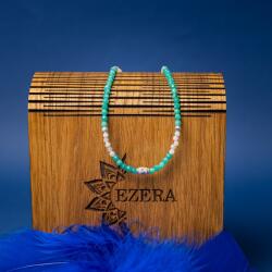 Ezera Colier choker Anadi din pietre semipretioase de Amazonit si Piatra Lunii, inchidere si accesorii din argint 925 (CCANAD925)