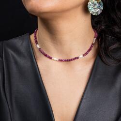 Ezera Colier Choker Naveen din pietre naturale de Rubin cu sistem de inchidere din argint 925 (CCNAVE925)
