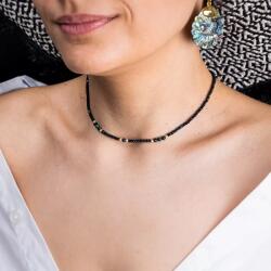 Ezera Colier Choker Lalit din pietre naturale de Jad Albastru fatetat cu accesorii si sistem de inchidere argint placat cu aur 14K (CCLAL925)