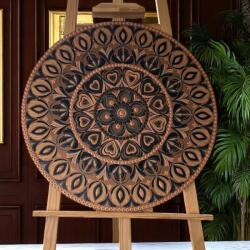 Ezera Frumusetea imperfectiunii-Tablou mandala unicat pictat manual pe suport de lemn, 60 cm (TMRGNM60)