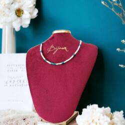 Ezera Colier choker Casandra din margele Mother of Pearls si Turcoaz Reconstituit, cu inchidere din argint (CCCASAN)