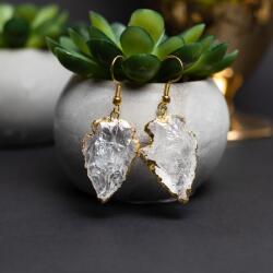 Ezera Cercei cristal cuart alb stanca model sageata placat cu aur 18K Boho Ameya (EZCAME)