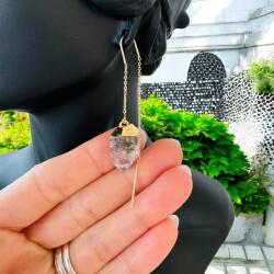 Ezera Cercei lungi drop cu cristal brut de Diamant Herkimer placati cu aur (CLDELARAM-761)