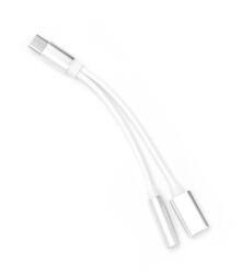 AUX 2in1 Type C (male) Type C (female) / Jack 3, 5mm (female), adapter, fehér