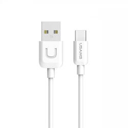 USAMS U-Turn USB-C, 1m, 2A, kábel, fehér
