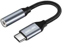 Beline USB-C/Jack 3, 5mm DAC Samsung/iPhone 15, adapter, szürke