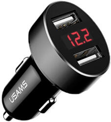 USAMS C1 2.1A LED CC45GC01 (US-CC045), autós töltő, fekete