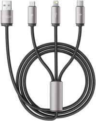 Tech-Protect UltraBoost 3in1 USB-A - Lightning / USB-C / micro USB 3, 5A, 1m, kábel, szürke