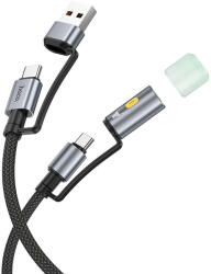 hoco. All-in-one USB-A / Type-C Type-C / LED Light, 3A, 60W, U138, 1, 2m, kábel, fekete