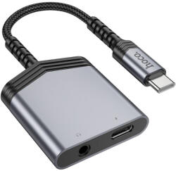 hoco. LS39 AUX 2in1 Type C Type C / Jack 3, 5mm 27W, audio adapter, szürke