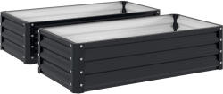 Outsunny Set de 2 paturi de grădină dreptunghiulare tablă ondulată din oțel 120 x 60 x 30, 5 cm gri | Aosom Romania (845-039V02GY)