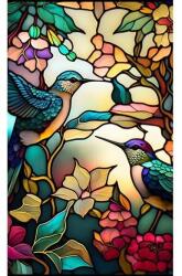 Davidami Concept Öntapadó ablakfólia napsugárzás elleni védelemmel, ólomüveg hatású, kolibri madarak mintával, DAVIDAMI CONCEPT®, mérete 100 cm x 60 cm (22DAV493)