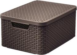 Keter Style M Méretű Rattan Kosár, Fedéllel, 18L, Sötétbarna
