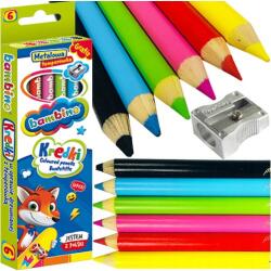 St. Majewski Bambino színes ceruzák, 6 színű készlet, 10mm vastag, 15cm hosszú, temperával, tarka
