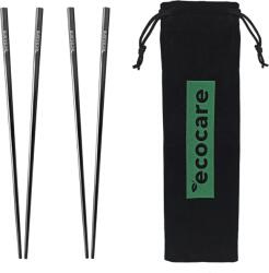 Ecocare Fém Sushi pálcikák fedővel Fekete 4 db