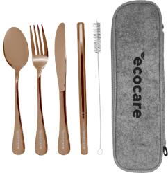 Ecocare Utazási evőeszközkészlet tokkal Rose Gold 4 db