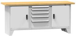 POLAK Moduláris műhelyasztal PS2-2, 2000 x 700 x 880 mm, BÜKK, szürkésszürke