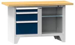 POLAK Moduláris műhelyasztal PS1-4, 1500 x 700 x 880 mm, bükk, szürke-sötétkék