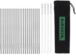 Ecocare Környezetbarát fém szívószál, ezüst, 21, 5×0, 6 cm, 20 db