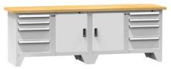 POLAK Moduláris műhelyasztal PS3-1M, 2500 x 700 x 880 mm, MULTIPLEX, szürkésszürke