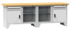 POLAK Moduláris műhelyasztal PS3-2M, 2500 x 700 x 880 mm, MULTIPLEX, szürkésszürke