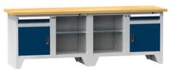 POLAK Moduláris műhelyasztal PS3-2, 2500 x 700 x 880 mm, BÜKK, szürke-sötétkék