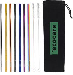 Ecocare Fém szívószál készlet Mix 7 db