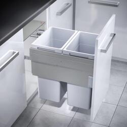 Hailo Cos de gunoi incorporabil Hailo Euro-Cargo 503.70. 565, 2 x 38 litri, corp 500 mm, cos plastic, gri deschis (503.70.565) Cos de gunoi