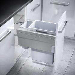 Hailo Cos de gunoi incorporabil Hailo Euro-Cargo 503.70. 511, 1 x 38 si 1 x 7 litri, corp 400 mm, cos plastic, gri deschis (503.70.511) Cos de gunoi