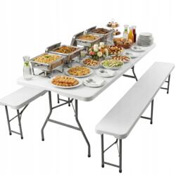 Funfit Set grădină pliabil Funfit Garden, masă și bănci tip berărie, 180cm - Alb (4901)