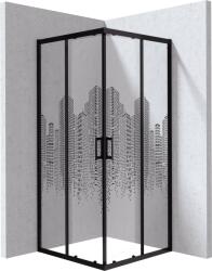 Deante Funkia Evo cabină de duș 90x90 cm pătrat negru mat/sticlă cu model KYCND99P (KYCND99P)