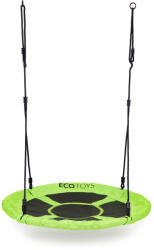 ECOTOYS Fészekhinta, ECOTOYS BOC100, zöld, átmérő: 100 cm, vízálló, állítható kötélmagasság: 140-190 cm, acél váz, poliészter, teherbírás: 150 kg (TF1081)
