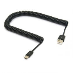 Gigapack USB-A - USB-C spirálkábel 2m-3m fekete (GP-60571) (GP-60571)