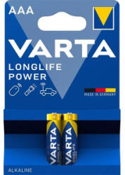 VARTA Longlife Power AAA (LR03) alkáli mikro ceruza elem (2db/bliszter) (4903121412) (4903121412) - aqua