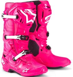 Alpinestars Tech 10 2025 motoros csizma rózsaszín-fekete-fehér