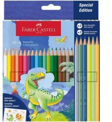 Faber-Castell Faber-Castell: Set creioane colorate cu dinozauri, 18+6 bucăți (111222)
