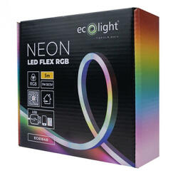  LED Neon csík (flexibilis) Bluetooth + távirányító, USB-A (5V), RGB - 5 méter (EC61640)