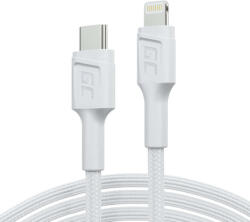 Green Cell Fehér USB-C Lightning MFi 1m kábel Apple iPhone PowerStream Power Delivery gyorstöltő - GreenCell (GC36578)