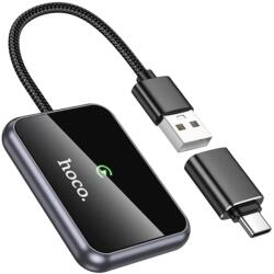 hoco. Безжичен CarPlay адаптер Hoco, USB A / USB C, HU1, черен (6942007623674)