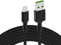 Green Cell kábel Ray USB-A Lightning Fehér LED 120cm support Apple 2.4A gyorstöltő (GC35678)